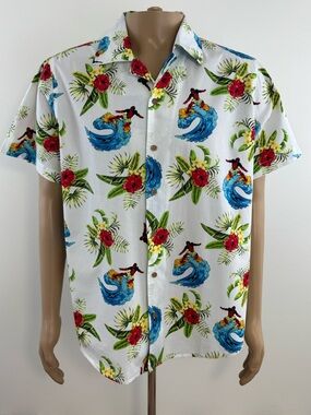Marvel Deadpool Hawaiian Surf Button-Down Short-Sleeve Shirt, Men's Size Large